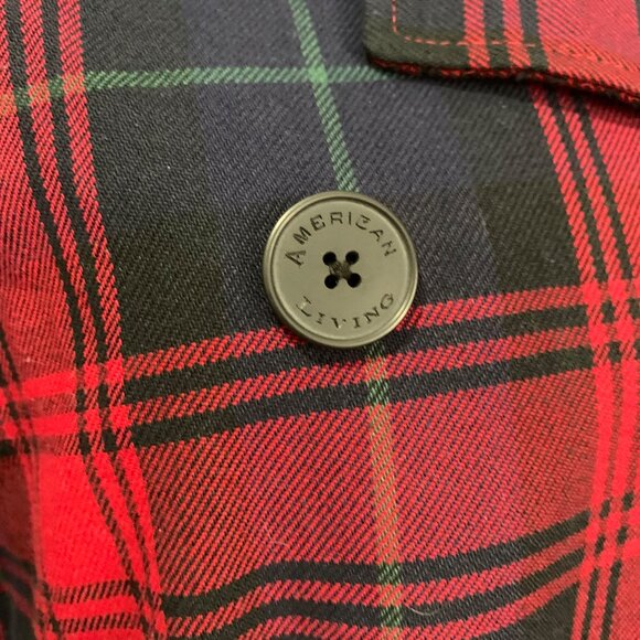 American Living Red Plaid Belted Double Breasted Trench Coat Womens SZ M - Picture 3 of 12